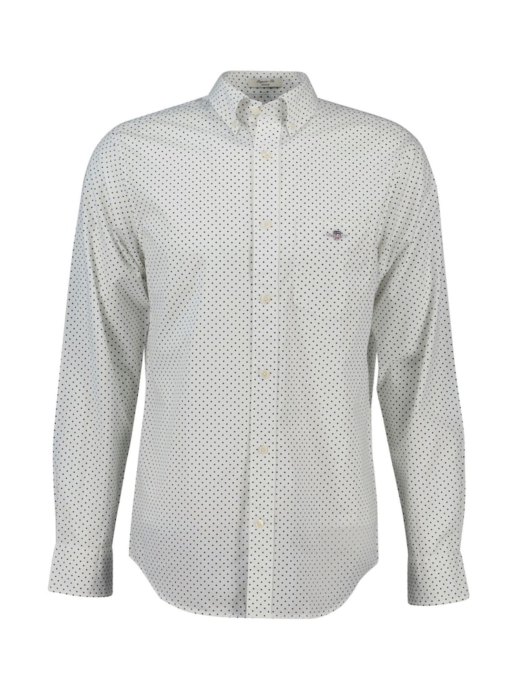 Crema - GANT Regular Fit 100% Cotton Micro Print Shirt - Imagen 1 de 2