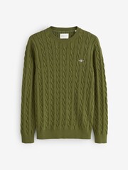 GANT Green 100% Cotton Cable Knit Crew Neck Sweater - Image 1 of 1