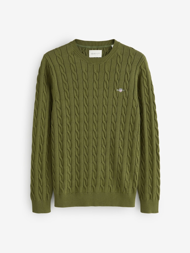 GANT Green 100% Cotton Cable Knit Crew Neck Sweater - Image 1 of 1