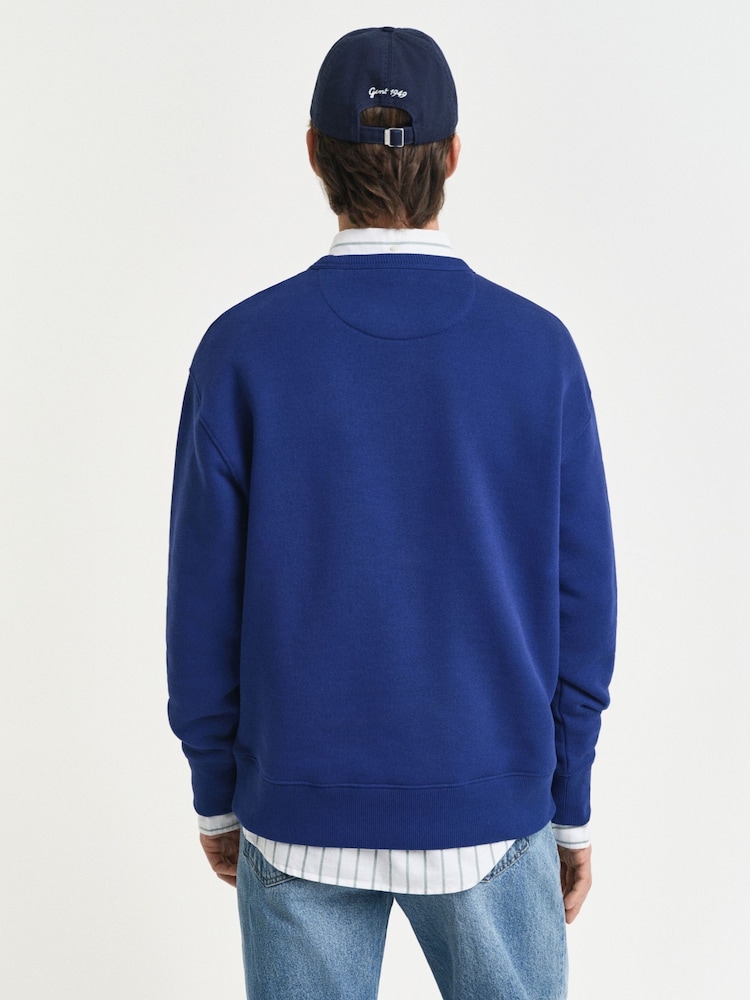 GANT Blue 100% Cotton Graphic Crew Neck Jumper - Image 2 of 5