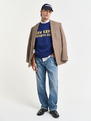 GANT Blue 100% Cotton Graphic Crew Neck Jumper - Image 3 of 5