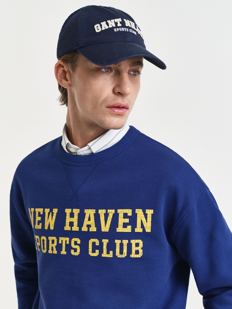 GANT Blue 100% Cotton Graphic Crew Neck Jumper - Image 5 of 5