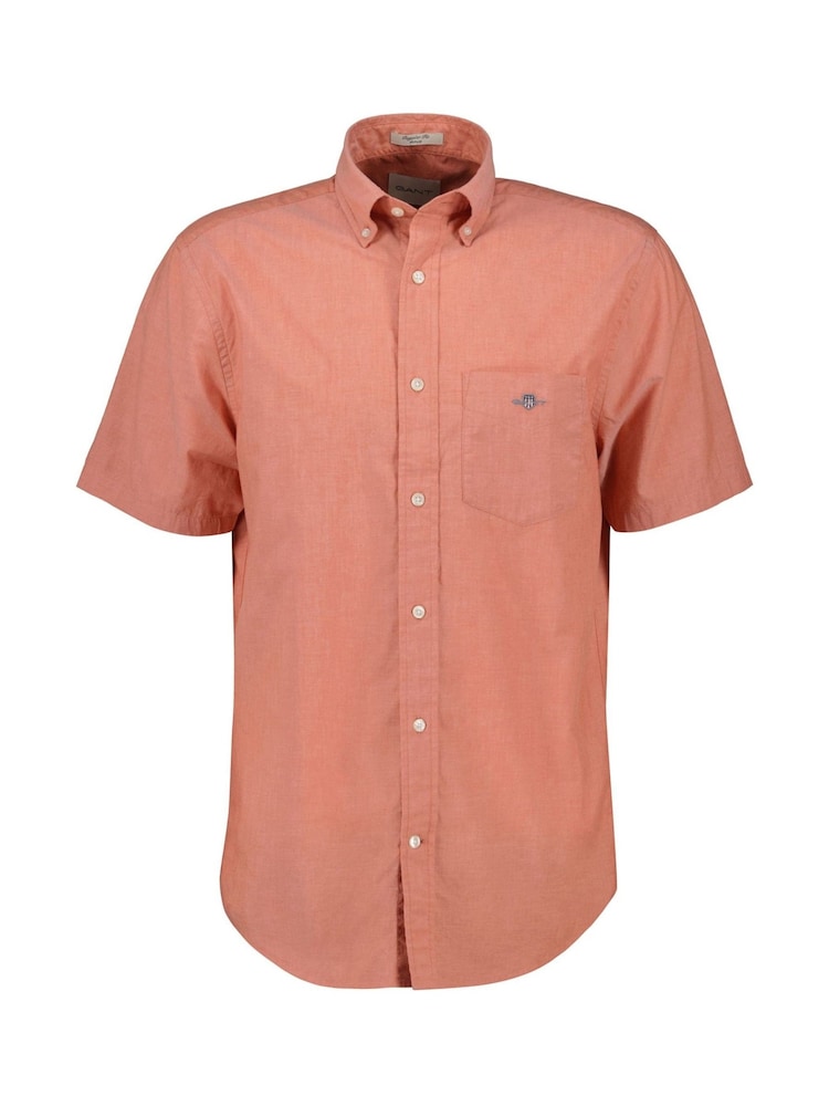 GANT Orange Regular Fit 100% Cotton Poplin Short Sleeve Shirt - Image 1 of 2 GANT Orange Regular Fit 100% Cotton Poplin Short Sleeve Shirt - Image 1 of 2