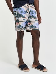 GANT Blue 100% Cotton Printed Drawstring Shorts - Image 1 of 6