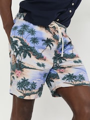 GANT Blue 100% Cotton Printed Drawstring Shorts - Image 3 of 6