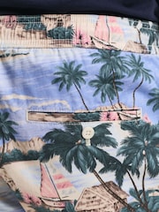 GANT Blue 100% Cotton Printed Drawstring Shorts - Image 5 of 6