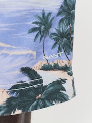 GANT Blue 100% Cotton Printed Drawstring Shorts - Image 6 of 6