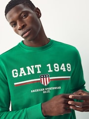 Grün - GANT Graphic Crew Neck Sweatshirt - Bild 3 von 5