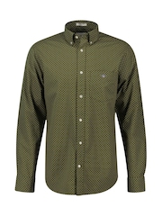 Verde - GANT Regular Fit 100% Cotton Micro Print Shirt - Imagen 1 de 2