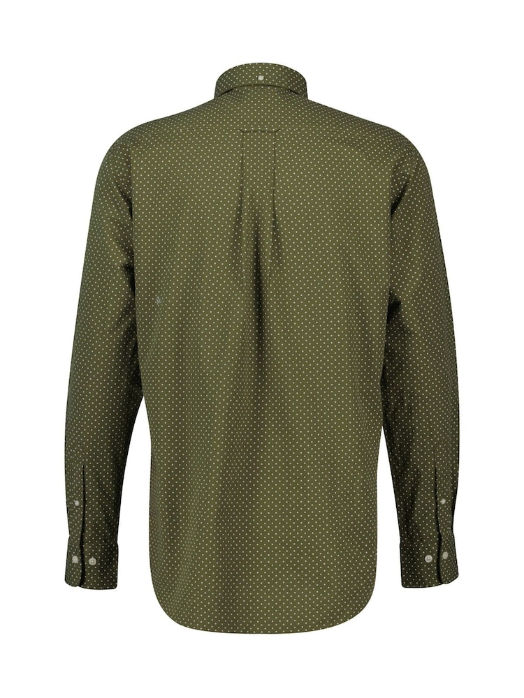 Verde - GANT Regular Fit 100% Cotton Micro Print Shirt - Imagen 2 de 2