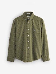 GANT Green Regular Fit 100% Cotton Micro Print Shirt - Image 3 of 3