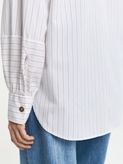 GANT White Relaxed Fit 100% Cotton Striped Volume Sleeve Shirt - Image 5 of 5
