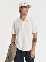 GANT Cream 100% Cotton Textured Short Sleeve Shirt - Image 1 of 3