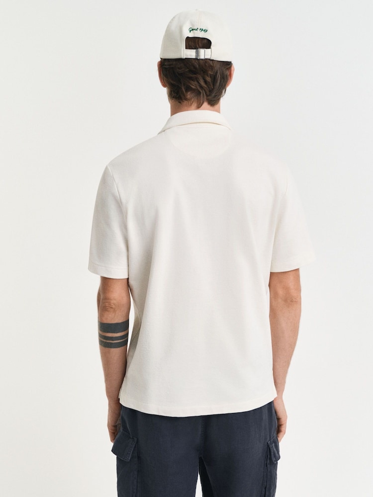GANT Cream 100% Cotton Textured Short Sleeve Shirt - Image 2 of 3