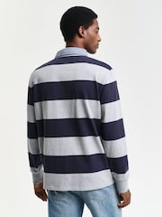 GANT Grey Striped Chambray Heavy Rugger 100% Cotton Polo Shirt - Image 2 of 5