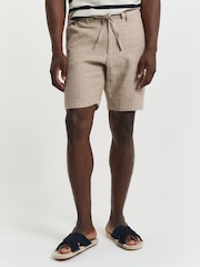 GANT Cream 100% Linen Pinstripe Drawstring Shorts - Image 1 of 6