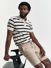 GANT Cream 100% Linen Pinstripe Drawstring Shorts - Image 4 of 6