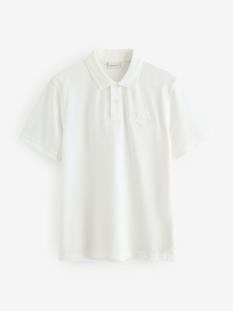 GANT Cream 100% Cotton Tonal Shield Polo Shirt - Image 1 of 3