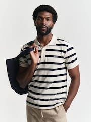 GANT Cream Striped 100% Cotton Polo Shirt - Image 1 of 4