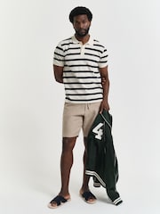 GANT Cream Striped 100% Cotton Polo Shirt - Image 3 of 4
