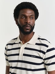 GANT Cream Striped 100% Cotton Polo Shirt - Image 4 of 4