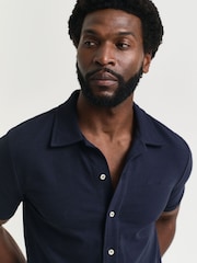 GANT Blue 100% Cotton Textured Short Sleeve Shirt - Image 1 of 4