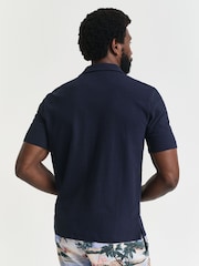 GANT Blue 100% Cotton Textured Short Sleeve Shirt - Image 3 of 4