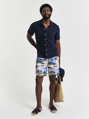 GANT Blue 100% Cotton Textured Short Sleeve Shirt - Image 4 of 4