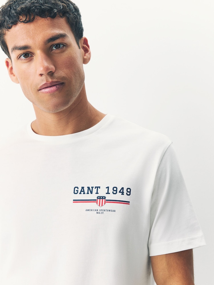Crema - GANT 100% Cotton Graphic Print T-Shirt - Imagen 3 de 3