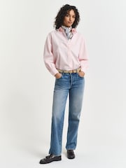 GANT Pink Relaxed Fit 100% Cotton Volume Sleeve Shirt - Image 3 of 4