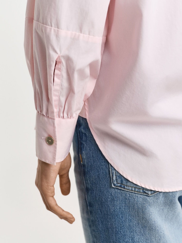 GANT Pink Relaxed Fit 100% Cotton Volume Sleeve Shirt - Image 4 of 4
