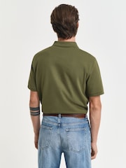 GANT Green Regular Fit 100% Cotton Shield Piqué Polo Shirt - Image 2 of 4