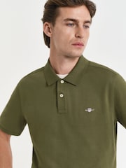 GANT Green Regular Fit 100% Cotton Shield Piqué Polo Shirt - Image 4 of 4