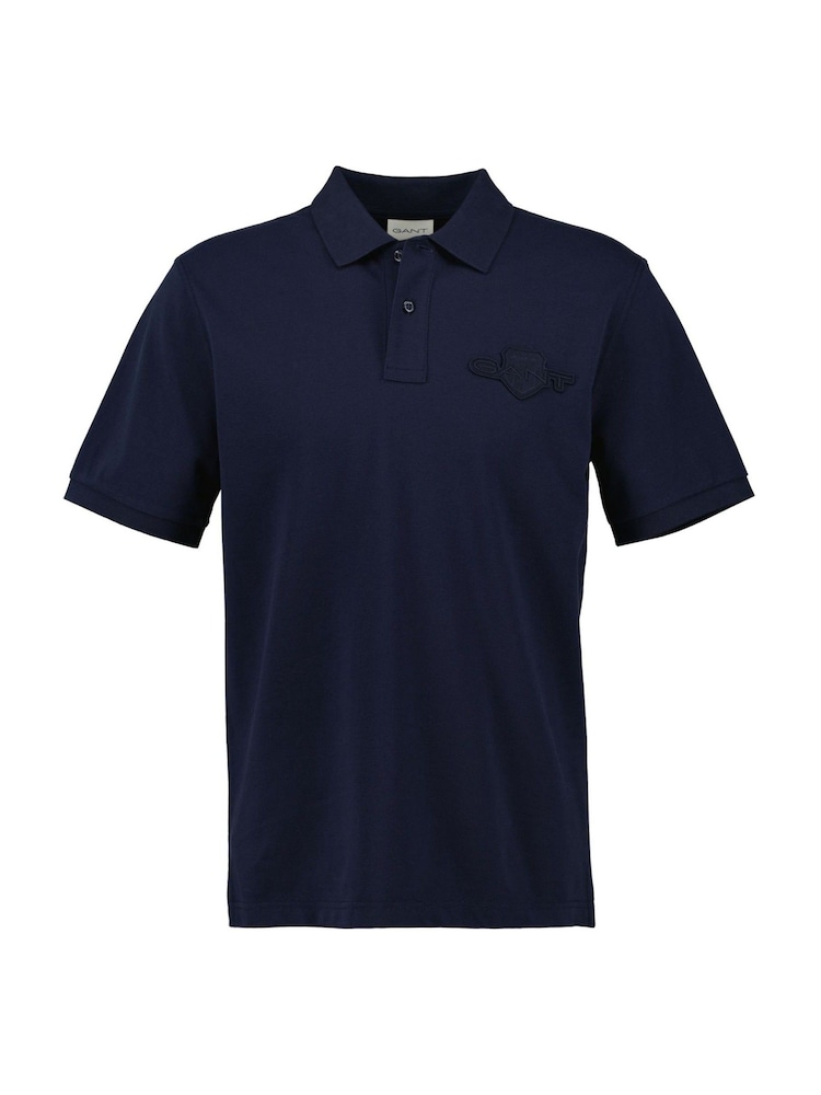 GANT Blue 100% Cotton Tonal Shield Polo Shirt - Image 1 of 2