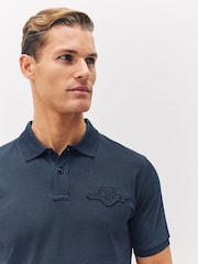 GANT Blue 100% Cotton Tonal Shield Polo Shirt - Image 3 of 5