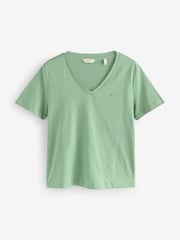 GANT Green 100% Cotton Shield V-Neck T-Shirt - Image 1 of 1