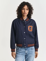 GANT Blue Pinstripe Varsity Jacket - Image 3 of 6