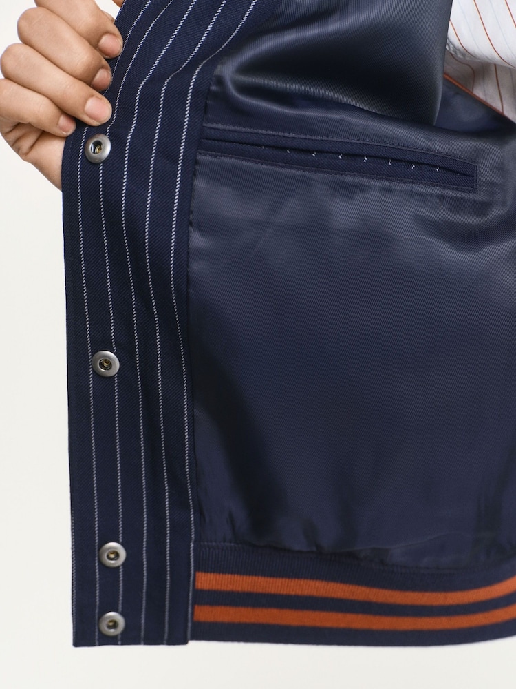 GANT Blue Pinstripe Varsity Jacket - Image 6 of 6