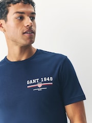 GANT Blue 100% Cotton Graphic Print T-Shirt - Image 3 of 5