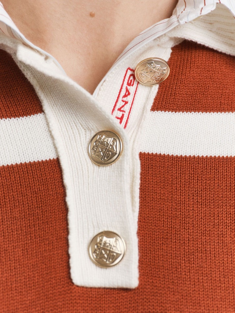 GANT Long Sleeve Striped Knit Polo Shirt - Imagen 5 de 5
