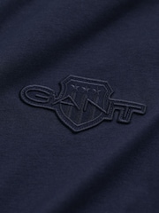 GANT Blue 100% Cotton Tonal Shield T-Shirt - Image 6 of 6
