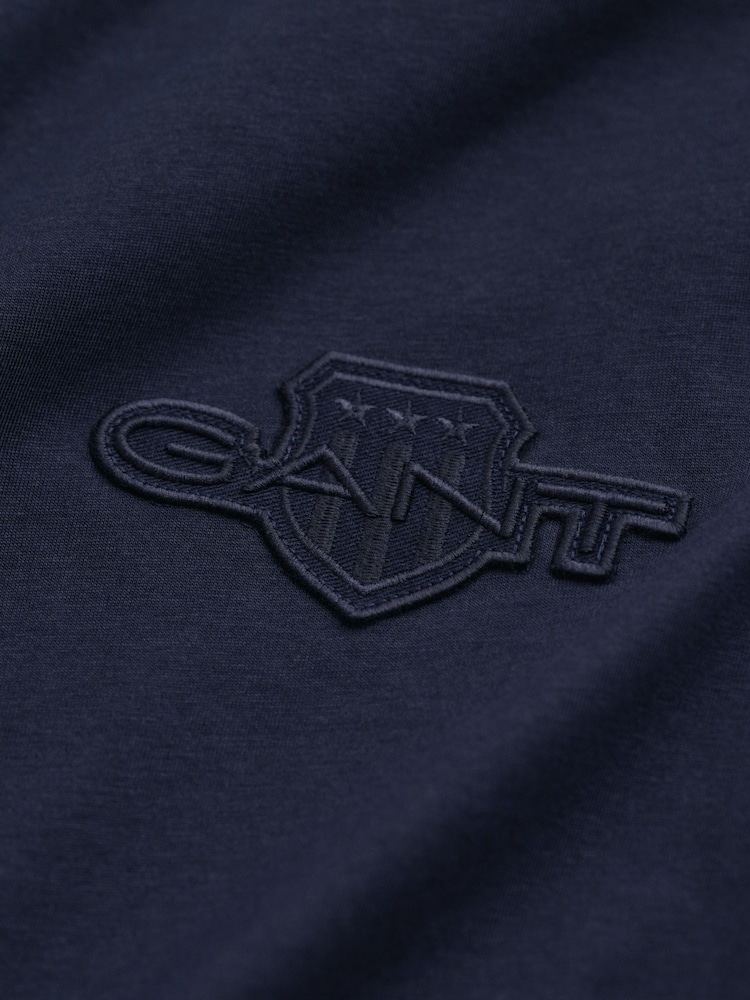 GANT Blue 100% Cotton Tonal Shield T-Shirt - Image 6 of 6 GANT Blue 100% Cotton Tonal Shield T-Shirt - Image 6 of 6