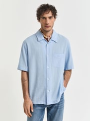 GANT Blue Relaxed Fit Resort Texture Short Sleeve Shirt - Image 3 of 5