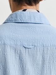 GANT Blue Relaxed Fit Resort Texture Short Sleeve Shirt - Image 5 of 5