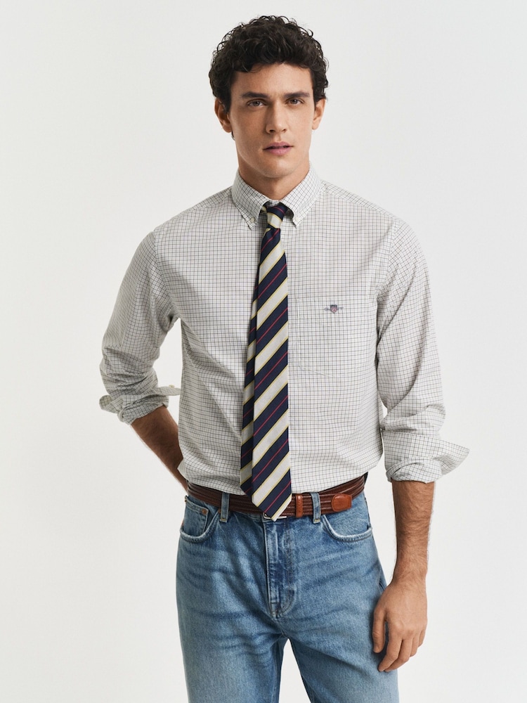 GANT Green Regular Fit 100% Cotton Classic Poplin Check Shirt - Image 1 of 7 GANT Green Regular Fit 100% Cotton Classic Poplin Check Shirt - Image 1 of 7