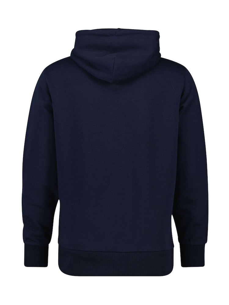 GANT Blue 100% Cotton Tonal Shield Hoodie - Image 2 of 2 GANT Blue 100% Cotton Tonal Shield Hoodie - Image 2 of 2