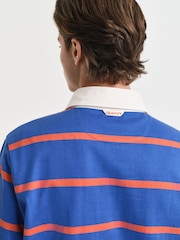 GANT Blue 100% Cotton Long Sleeve Thin Striped Polo Shirt - Image 4 of 5