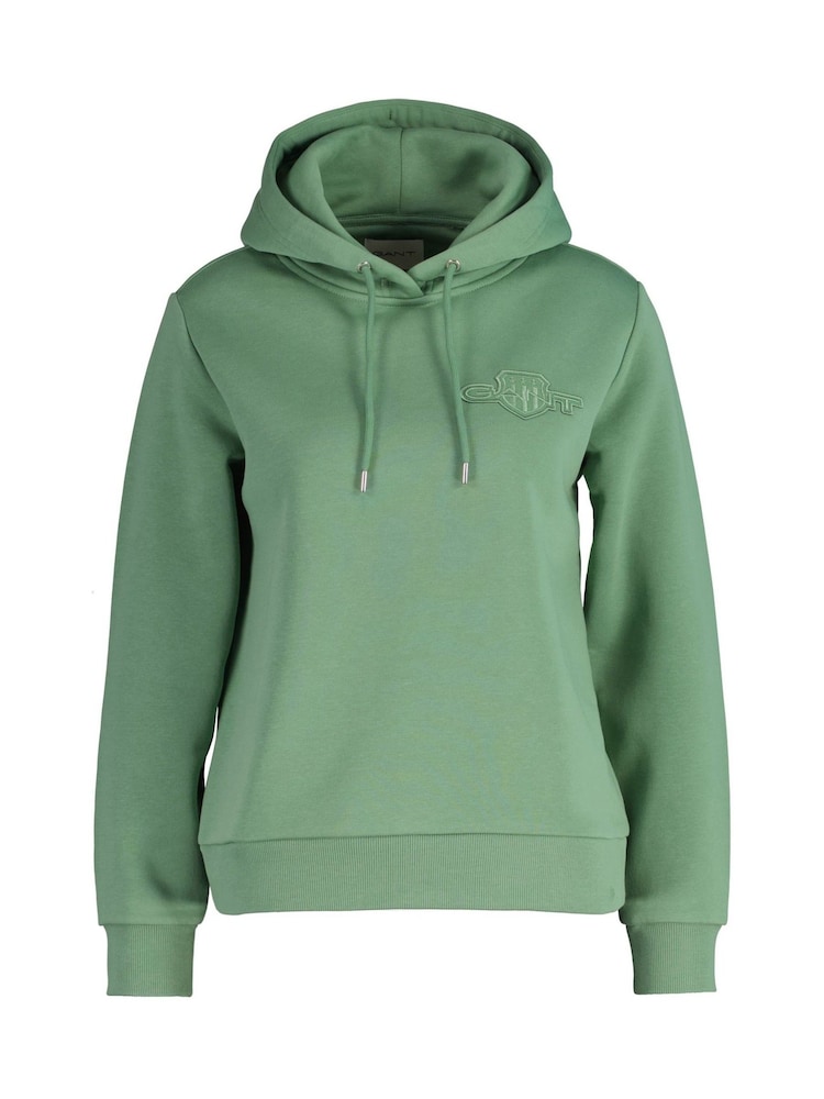 GANT Green Regular Fit Tonal Shield Hoodie - Image 1 of 2 GANT Green Regular Fit Tonal Shield Hoodie - Image 1 of 2