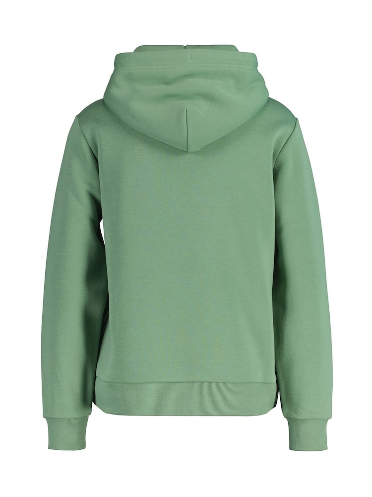 GANT Green Regular Fit Tonal Shield Hoodie - Image 2 of 2 GANT Green Regular Fit Tonal Shield Hoodie - Image 2 of 2