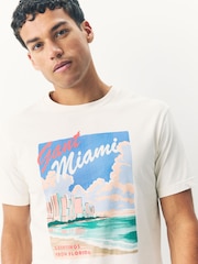 GANT Cream Relaxed Fit Miami Graphic T-Shirt - Image 3 of 5